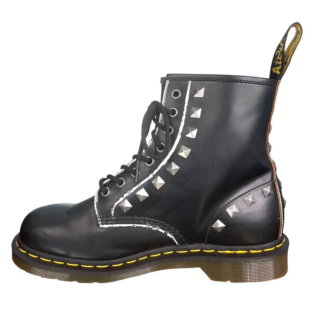 Dr. Martens Unisex 1460 Stud 8 Eye Black Leather Combat Boots Size M 9 W 10 - Picture 2 of 10